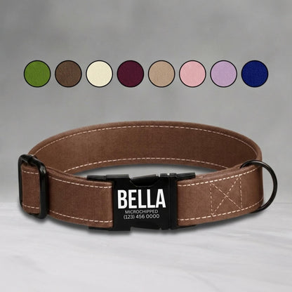 Solid Dog Collar Personalized Custom ID Engraved Pet NamePlate Gift for Dog Lover (OG-499)