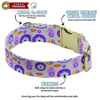 Evil Eye Dog Collar Custom NamePlate Protection Design Personalized Gift for Dogs (OG-500)