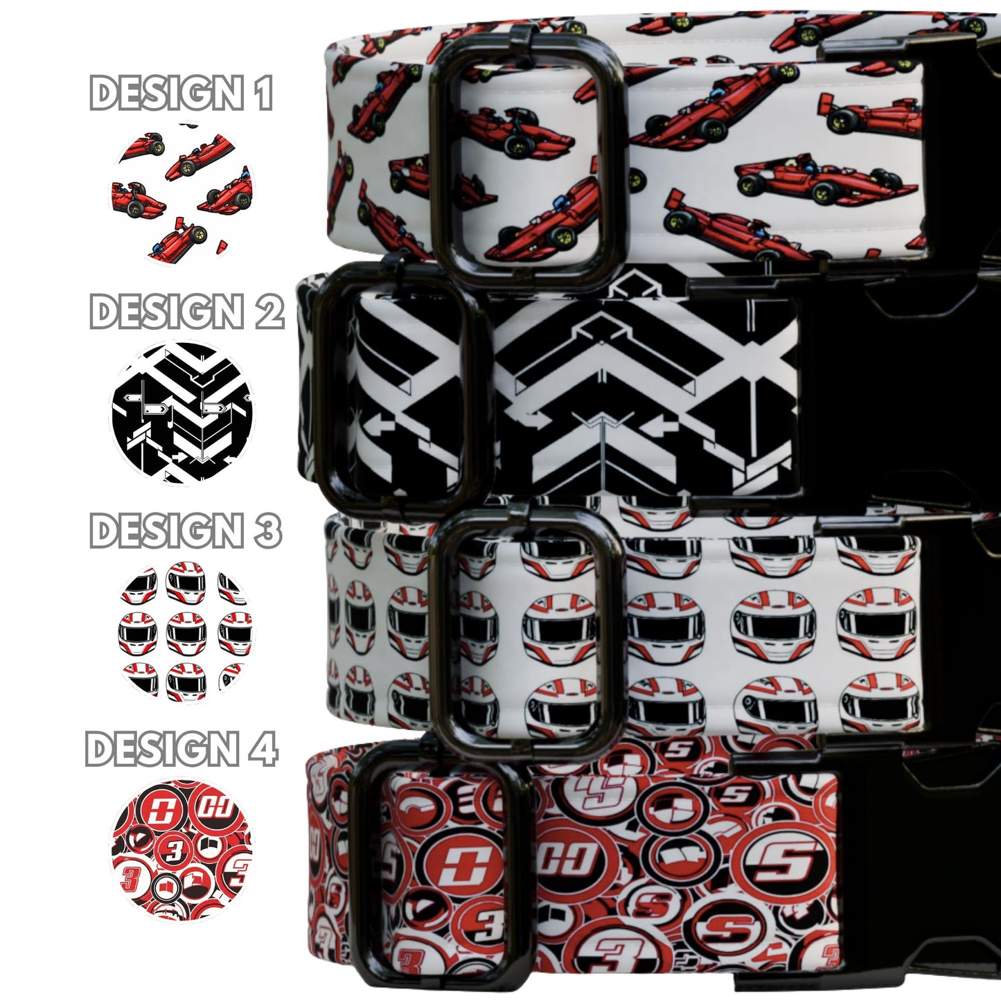 Racing Car Personalized Dog Collar & Leash Set Formula Style Boy Pet Collar (OG-506)