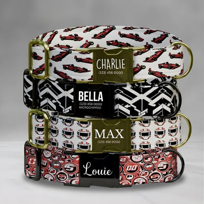 Racing Car Personalized Dog Collar & Leash Set Formula Style Boy Pet Collar (OG-506)