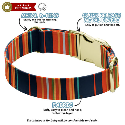 Striped Personalized Dog Collars Custom Mexican Serape Small Medium Large Dogs (OG-516)