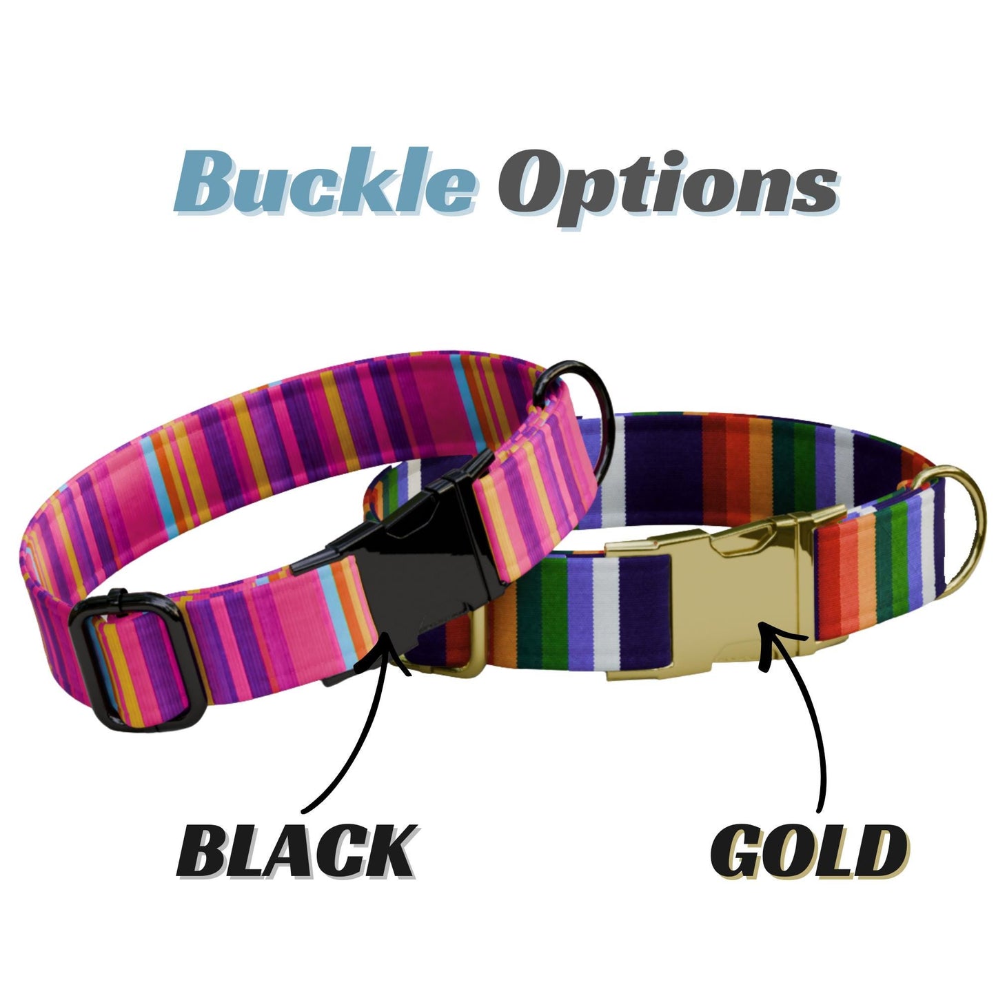 Striped Personalized Dog Collars Custom Mexican Serape Small Medium Large Dogs (OG-516)