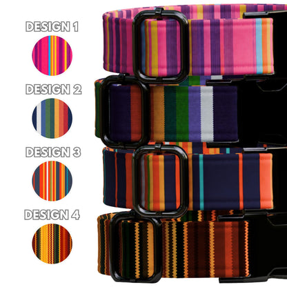Striped Personalized Dog Collars Custom Mexican Serape Small Medium Large Dogs (OG-516)