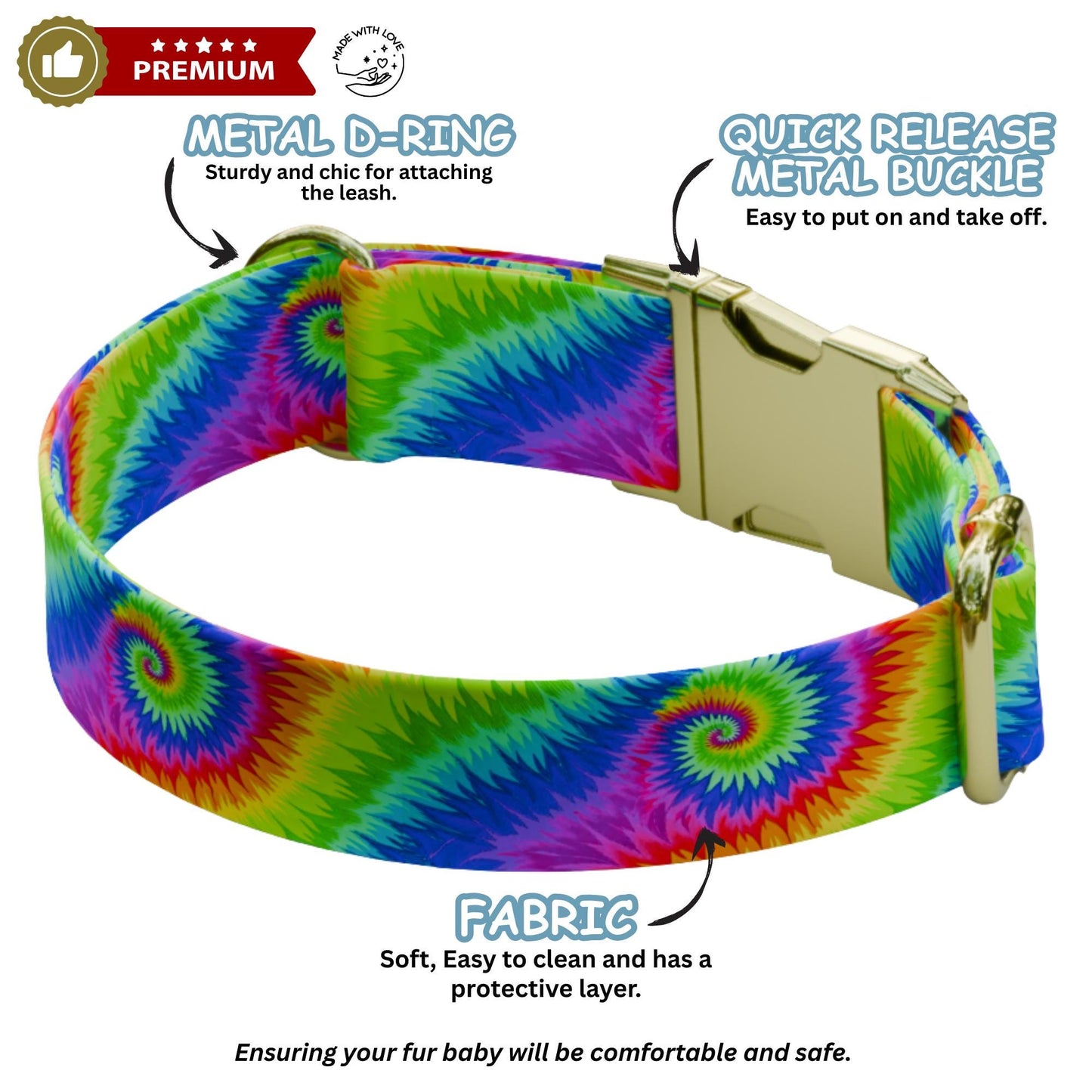 Colorful Chevron Dog Collar Personalized Name Buckle Custom Vibrant Pattern Pet Collar (OG-522)