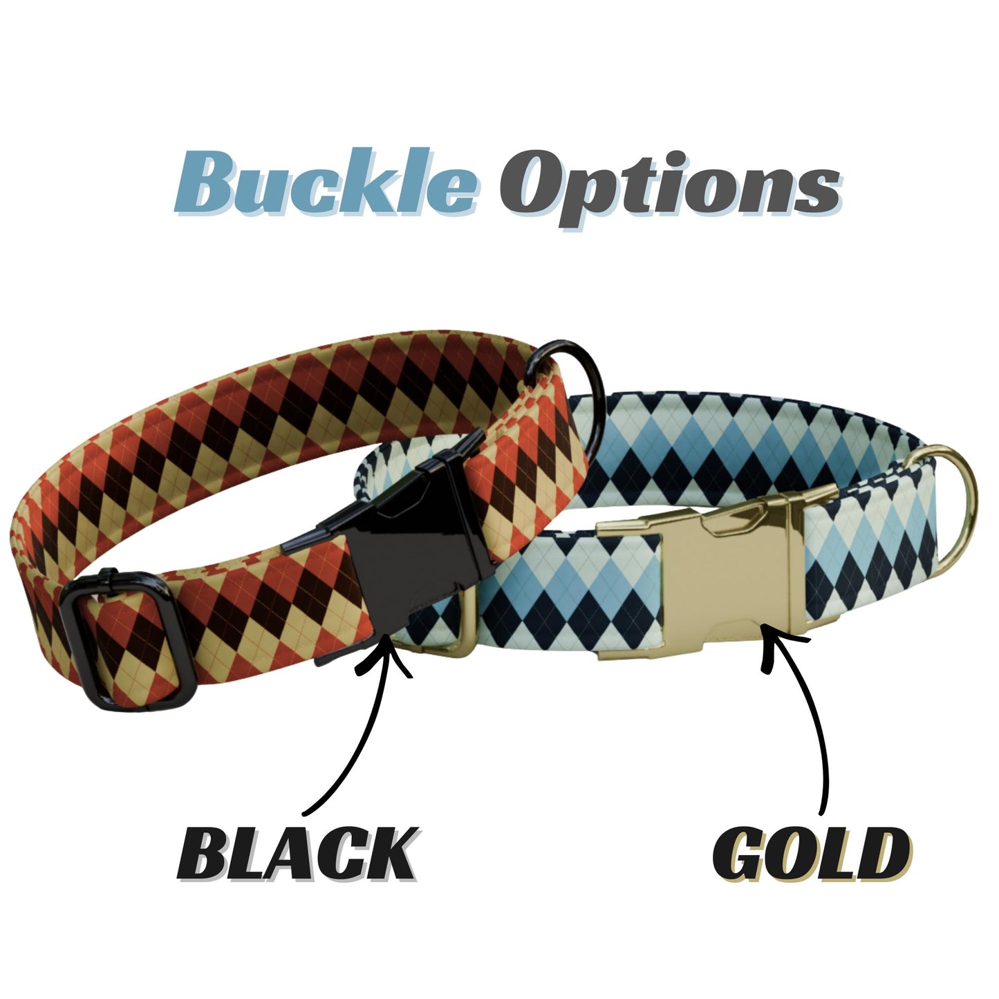 Argyle Personalized Dog Collar Custom Name Diamond Design Argyle Pet ID Tag (OG-528)