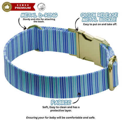 Striped Pattern Personalized Dog Collars & Leash Set, Custom Dog Collar with Name Engraved (OG-533)