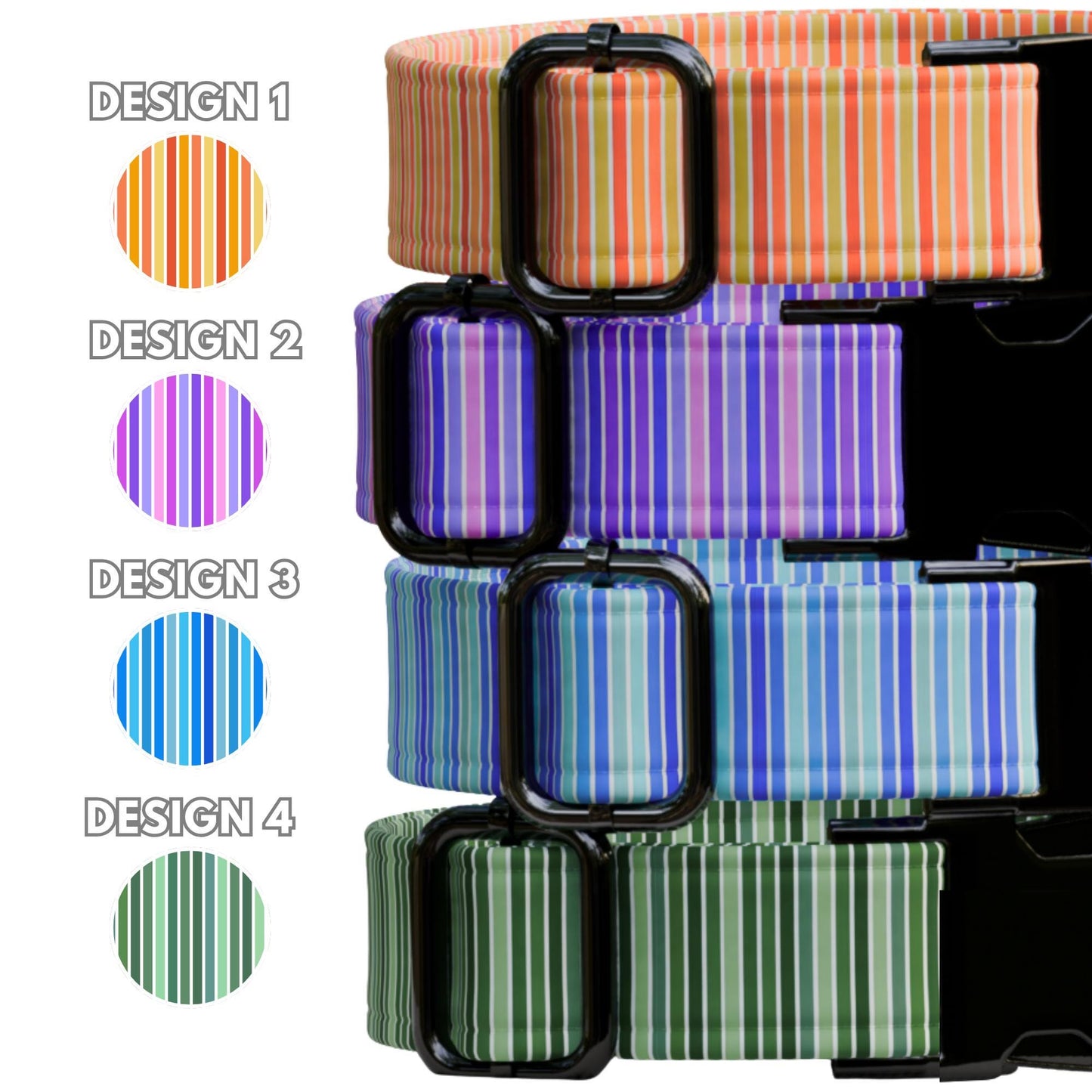 Striped Pattern Personalized Dog Collars & Leash Set, Custom Dog Collar with Name Engraved (OG-533)