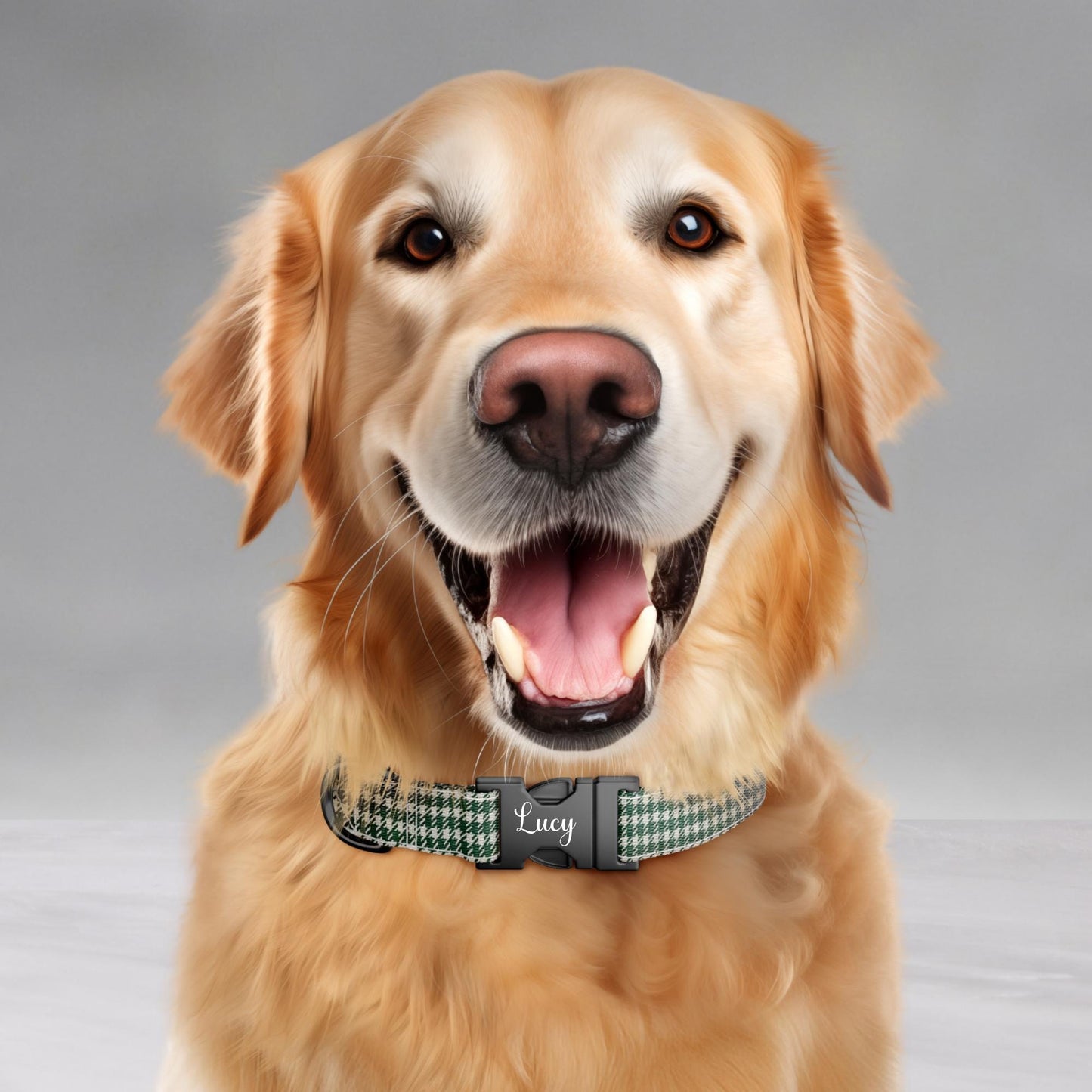 Preppy Plaid Personalized Dog Collar Houndstooth Chic Pup Style Custom Classy Pet Gift (OG-536)