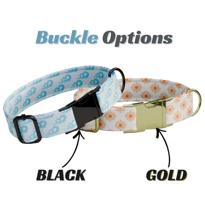 Custom Summer Vibes Dog Collar & Leash Set Personalized Sun Wave Patterns Puppy Collar (OG-554)