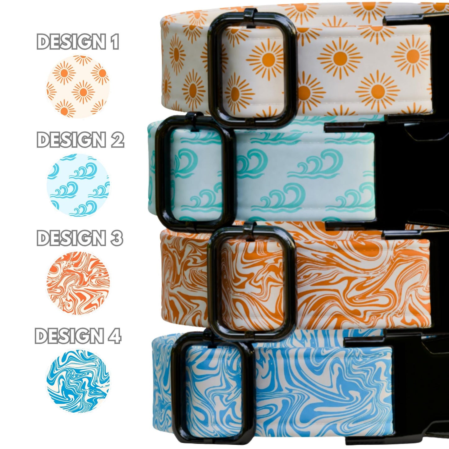 Custom Summer Vibes Dog Collar & Leash Set Personalized Sun Wave Patterns Puppy Collar (OG-554)