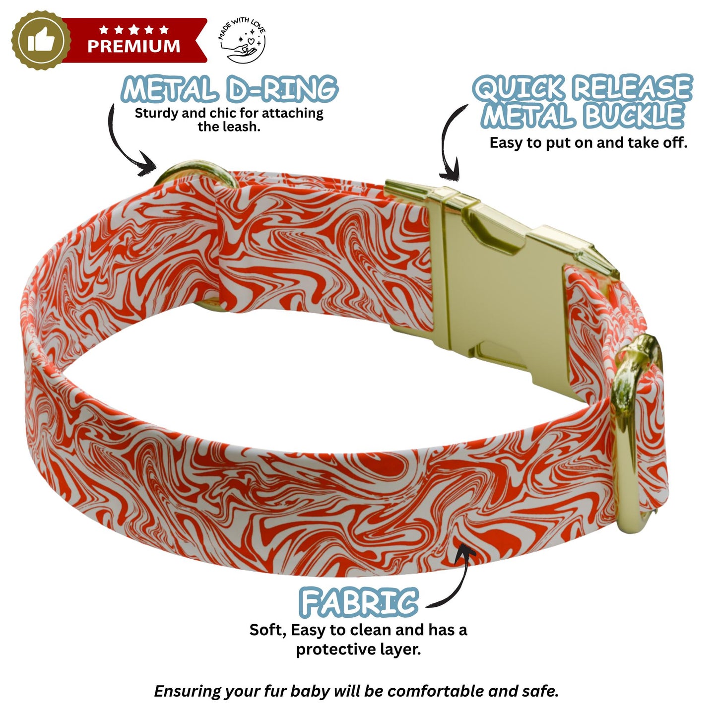 Custom Summer Vibes Dog Collar & Leash Set Personalized Sun Wave Patterns Puppy Collar (OG-554)